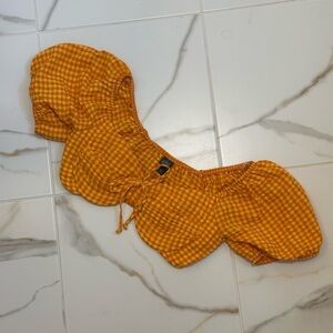 Orange Gingham Checkered Top